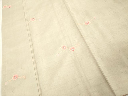 平和屋着物■上質な小紋　紬地　枝花文　正絹　逸品　DABF4041cd