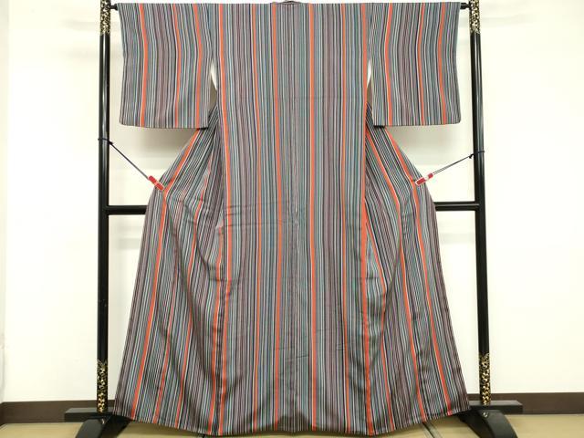 平和屋着物■上質な小紋　縞　正絹　逸品　DABF4045cd