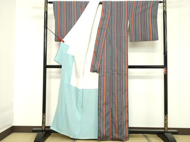 平和屋着物■上質な小紋　縞　正絹　逸品　DABF4045cd
