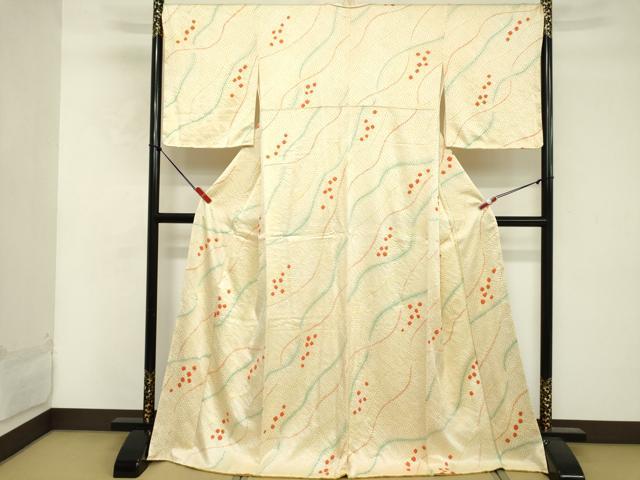 平和屋着物■上質な小紋　絞り　よろけ縞　正絹　逸品　DABF4047cd
