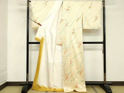 平和屋着物■上質な小紋　絞り　よろけ縞　正絹　逸品　DABF4047cd