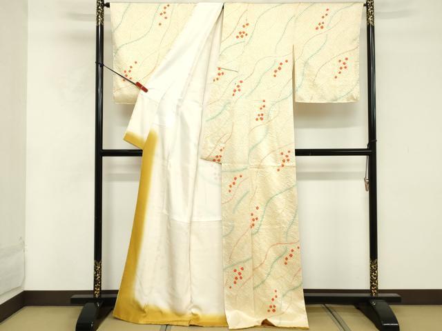 平和屋着物■上質な小紋　絞り　よろけ縞　正絹　逸品　DABF4047cd