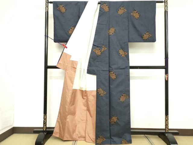 平和屋着物■本場大島紬　7マルキ　色紙重ね花文　正絹　逸品　DABF4051cd
