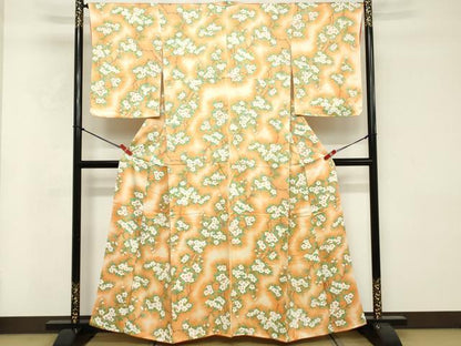 平和屋着物■上質な小紋 手描き 枝花文 暈し染め 正絹 逸品 DABF4061cd
