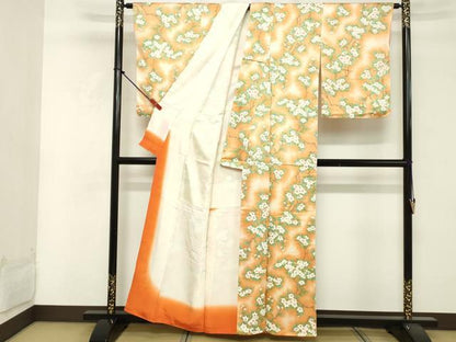 平和屋着物■上質な小紋 手描き 枝花文 暈し染め 正絹 逸品 DABF4061cd