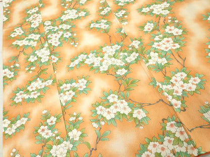 平和屋着物■上質な小紋 手描き 枝花文 暈し染め 正絹 逸品 DABF4061cd
