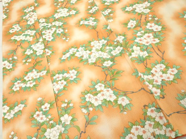 平和屋着物■上質な小紋 手描き 枝花文 暈し染め 正絹 逸品 DABF4061cd