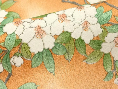 平和屋着物■上質な小紋 手描き 枝花文 暈し染め 正絹 逸品 DABF4061cd