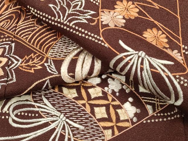 平和屋着物■中国三大刺繍 相良刺繍 総刺繍 色留訪問着 花鳥吉祥文 正絹 逸品 DABF4065cd