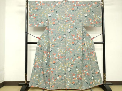平和屋着物■上質な小紋 草花文 正絹 逸品 DABF4067cd