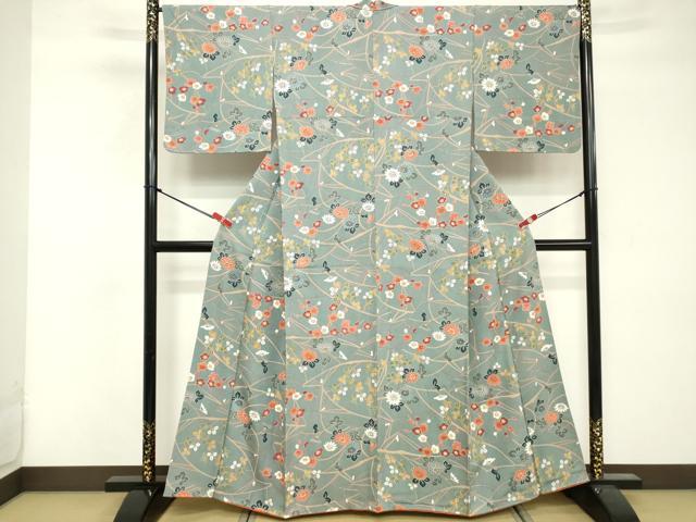 平和屋着物■上質な小紋 草花文 正絹 逸品 DABF4067cd