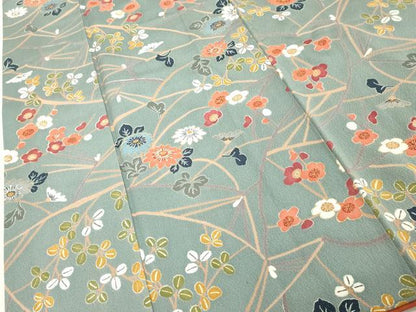 平和屋着物■上質な小紋 草花文 正絹 逸品 DABF4067cd