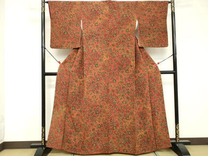 平和屋着物■上質な小紋 更紗花文 正絹 逸品 DABF4068cd
