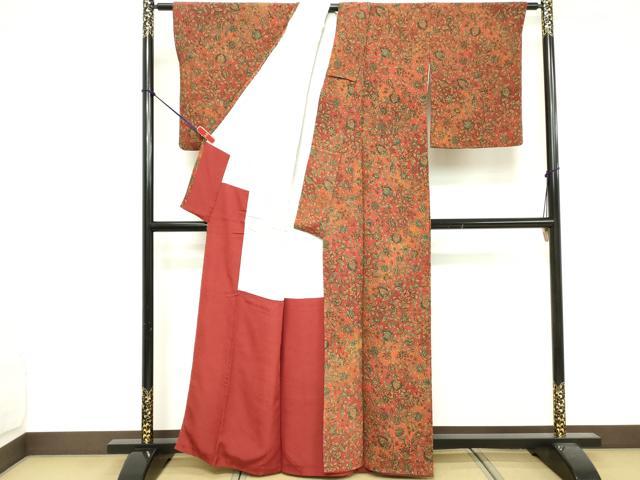 平和屋着物■上質な小紋 更紗花文 正絹 逸品 DABF4068cd