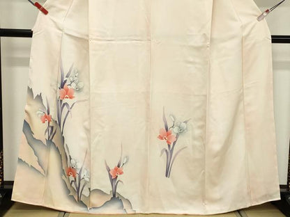 平和屋着物■訪問着 手描き 草花文 正絹 逸品 DABF4072cd