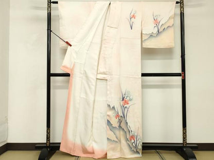 平和屋着物■訪問着 手描き 草花文 正絹 逸品 DABF4072cd