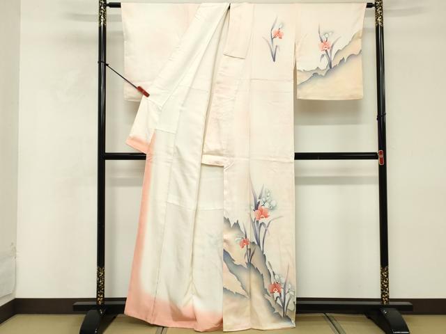 平和屋着物■訪問着 手描き 草花文 正絹 逸品 DABF4072cd