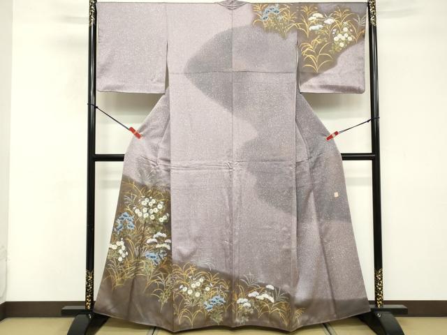 平和屋着物■訪問着 作家物 手描き 草花文 金銀彩 正絹 逸品 DABF4075cd