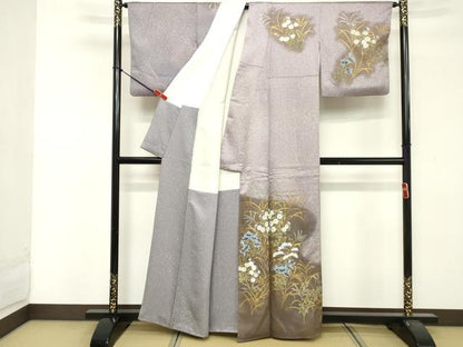 平和屋着物■訪問着 作家物 手描き 草花文 金銀彩 正絹 逸品 DABF4075cd