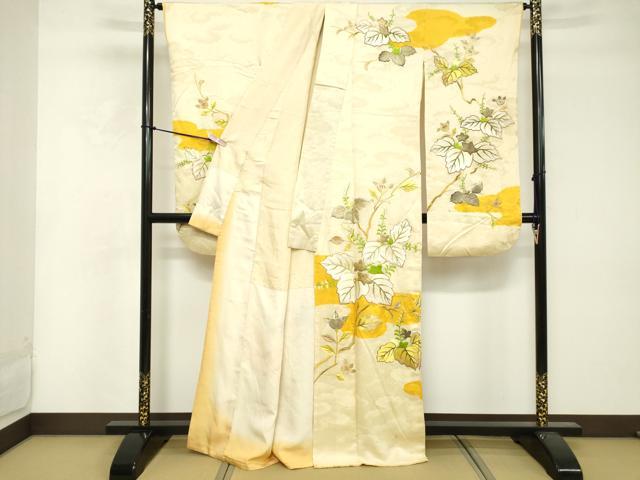 平和屋着物■豪華振袖　総刺繍　駒刺繍　草葉文　金糸　正絹　逸品　DABF4105cd
