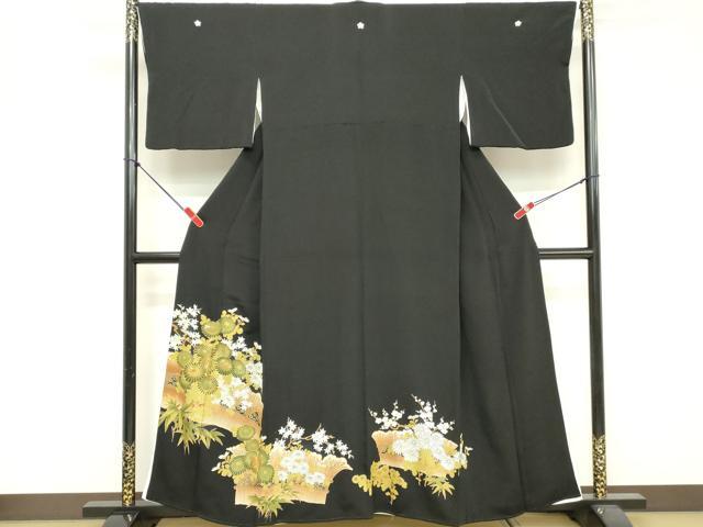 平和屋着物■豪華黒留袖 駒刺繍 草花文 金彩 正絹 逸品 DABF4109cd