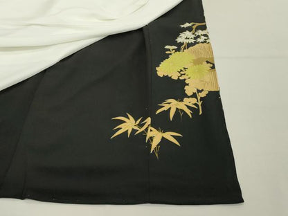 平和屋着物■豪華黒留袖 駒刺繍 草花文 金彩 正絹 逸品 DABF4109cd