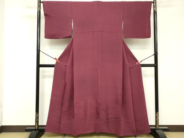 平和屋着物■色留訪問着 色無地 風景地紋 暗紅色 正絹 逸品 DABF4114cd