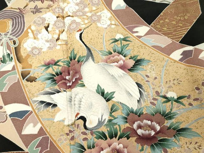 平和屋着物■豪華黒留袖　駒刺繍　花鳥文　宝尽くし　金彩　正絹　逸品　DABF4115cd