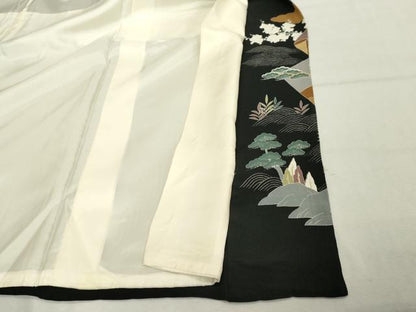 平和屋着物■豪華黒留袖　作家物　刺繍　吉祥風景文　金彩　正絹　逸品　DABF4123cd