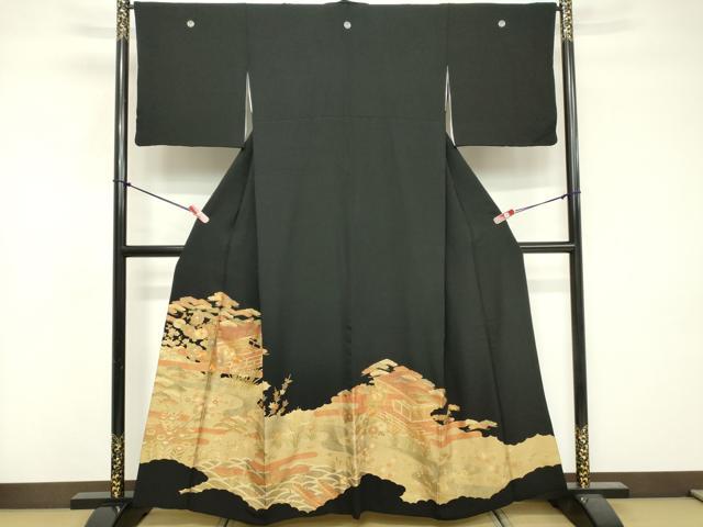 平和屋着物■豪華黒留袖 駒刺繍 風景文 金彩 正絹 逸品 DABF4137cd