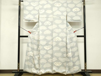 平和屋着物■上質な小紋 雲取り花文 正絹 逸品 DABF4141cd