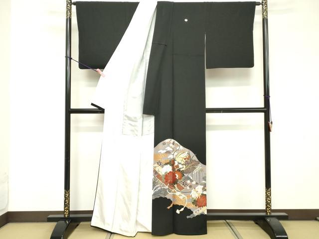 平和屋着物■豪華黒留袖 草花文 金彩 正絹 逸品 DABF4146cd