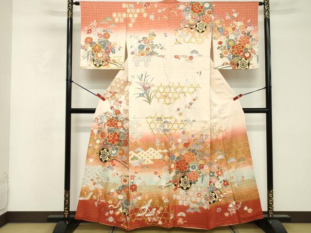 平和屋着物■訪問着 花車文 暈し染め 金彩 正絹 逸品 DABF4148cd