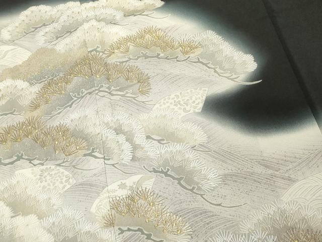 平和屋着物■豪華黒留袖 刺繍 枝松文 暈し染め 金彩 正絹 逸品 DABF4149cd