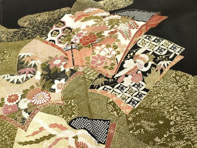 平和屋着物■豪華黒留袖 冊子花文 金彩 正絹 逸品 DABF4150cd