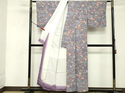 平和屋着物■上質な小紋 草花文 正絹 逸品 未使用 DABF4152cd