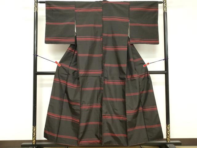 平和屋着物■本場縞大島紬　横段文　正絹　逸品　DABF4170cd