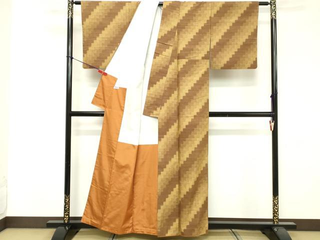 平和屋着物■上質な紬　幾何学文様　正絹　逸品　DABF4180cd