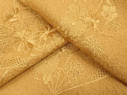 平和屋着物■中国三大刺繍　スワトウ刺繍　汕頭刺繍　総刺繍　無地絵羽訪問着　扇面花文　柑子色　正絹　逸品　未使用　DABF4191cd