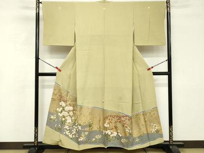 平和屋着物■豪華色留袖　作家物　駒刺繍　流水花鳥文　金彩　正絹　逸品　DABF4192cd