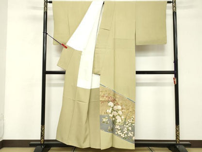 平和屋着物■豪華色留袖　作家物　駒刺繍　流水花鳥文　金彩　正絹　逸品　DABF4192cd