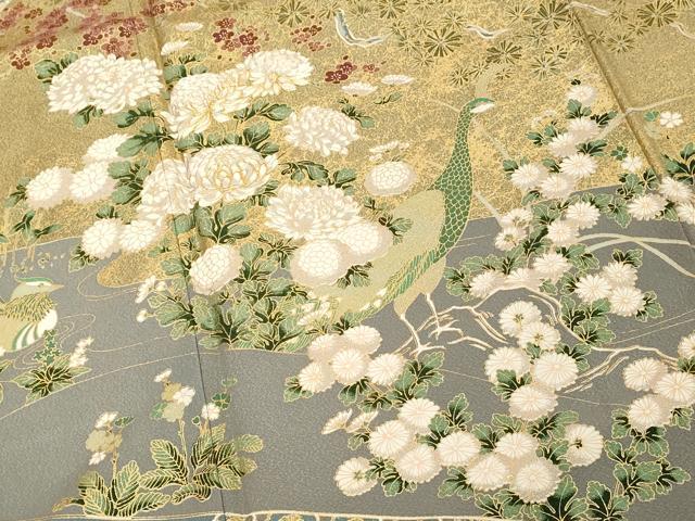 平和屋着物■豪華色留袖　作家物　駒刺繍　流水花鳥文　金彩　正絹　逸品　DABF4192cd