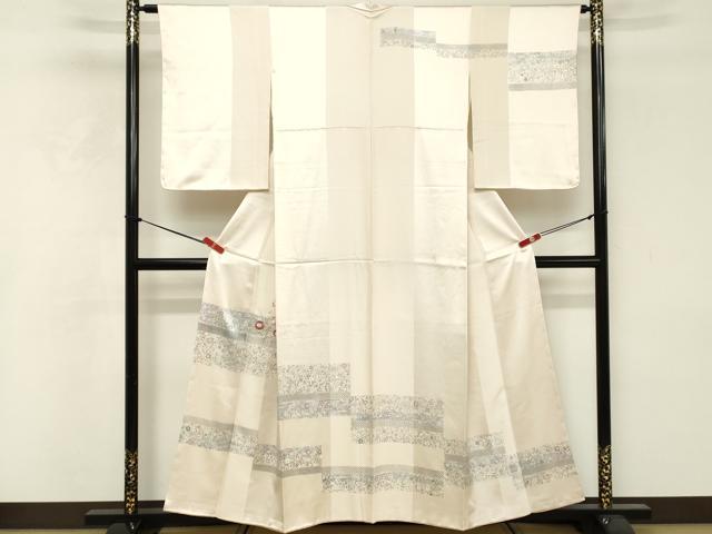 平和屋着物■訪問着　刺繍　横段花文　銀彩　正絹　逸品　DABF4194cd