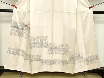 平和屋着物■訪問着　刺繍　横段花文　銀彩　正絹　逸品　DABF4194cd