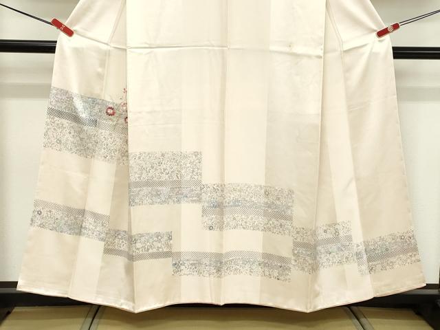 平和屋着物■訪問着　刺繍　横段花文　銀彩　正絹　逸品　DABF4194cd