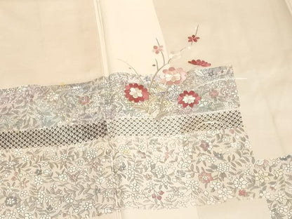 平和屋着物■訪問着　刺繍　横段花文　銀彩　正絹　逸品　DABF4194cd