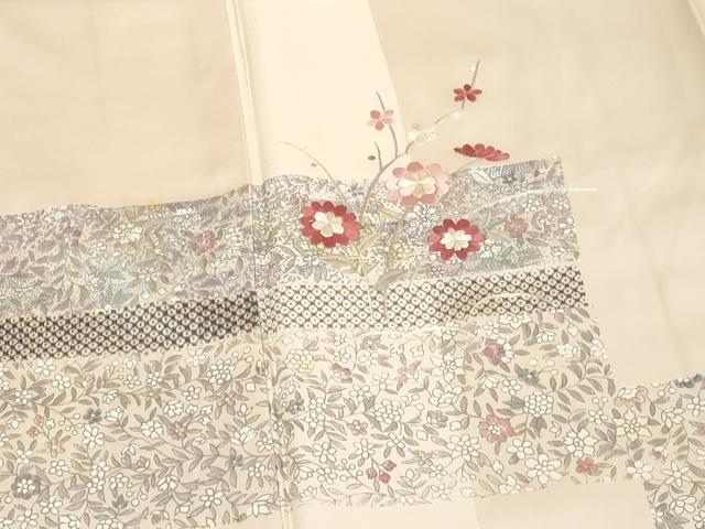 平和屋着物■訪問着　刺繍　横段花文　銀彩　正絹　逸品　DABF4194cd