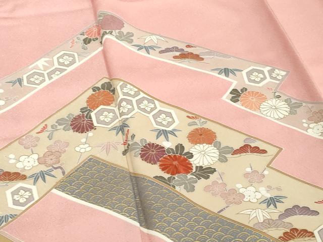 平和屋着物■訪問着 刺繍 幾何学吉祥花文 金彩 正絹 逸品 DABF4197cd