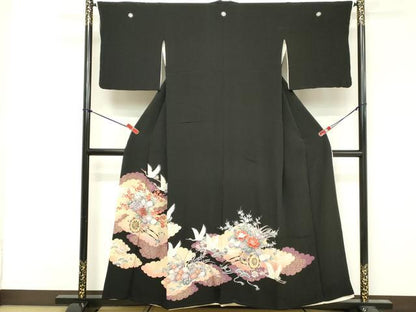 平和屋着物■豪華黒留袖 駒刺繍 花車文 金彩 正絹 逸品 DABF4212cd