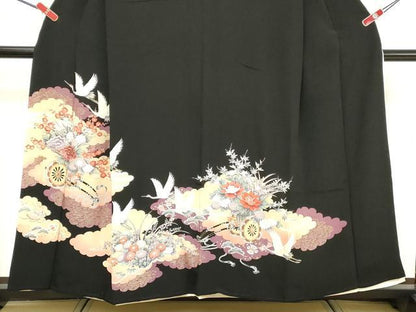 平和屋着物■豪華黒留袖 駒刺繍 花車文 金彩 正絹 逸品 DABF4212cd